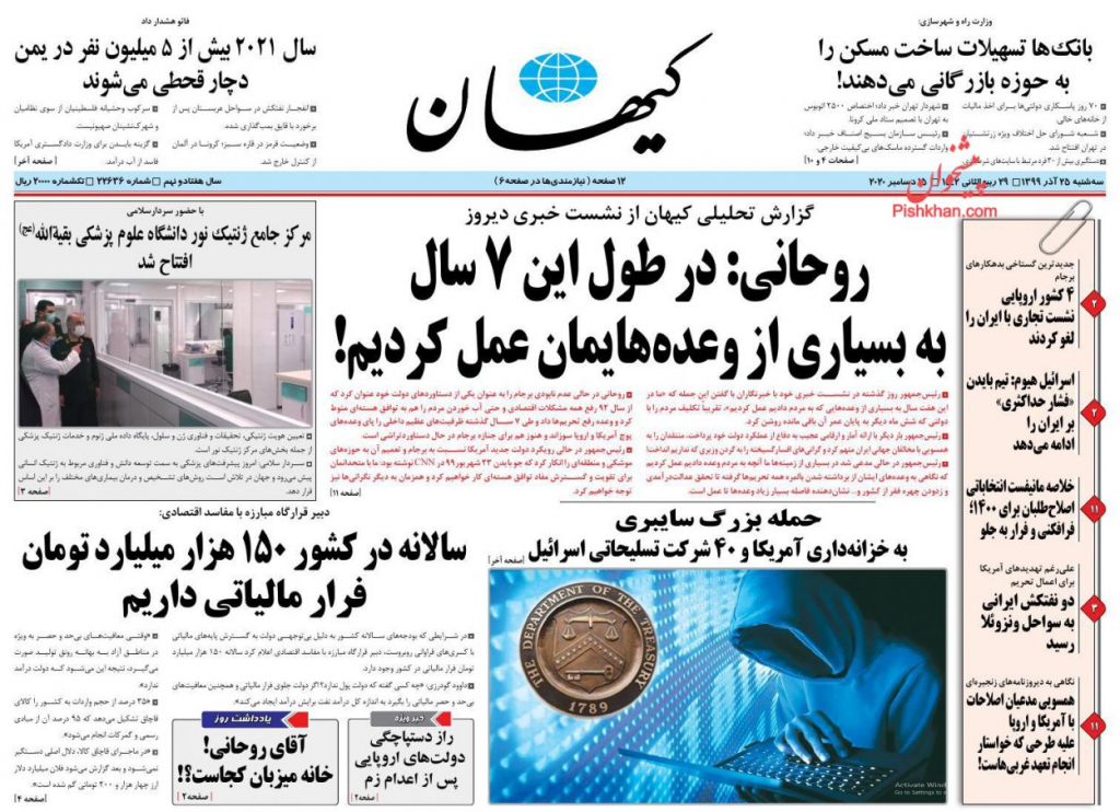 أبر العناوين الواردة في الصحف الإيرانية 8